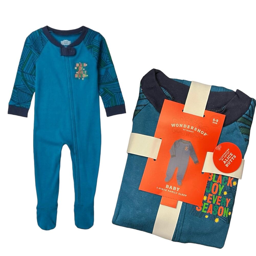 Baby Sleeper Holiday Pajamas 6-9 months 1pc Black Joy Every Season Cotton New